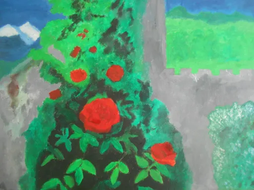 Verwilderte Rose in der Ruine
